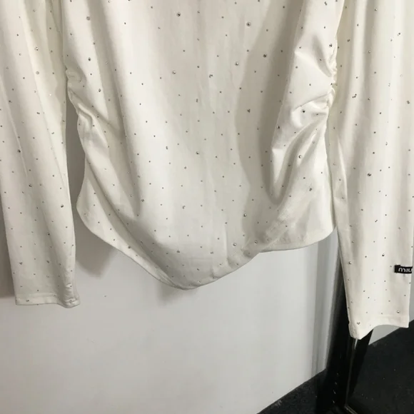 Miu miu long sleeved white T-shirt with diamonds - Picture 4 of 7